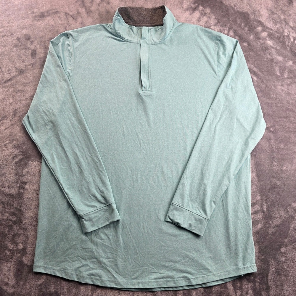 Swannies Quarter Zip Pullover Mens 2XL Light Blue Heathered Performance Golf Top